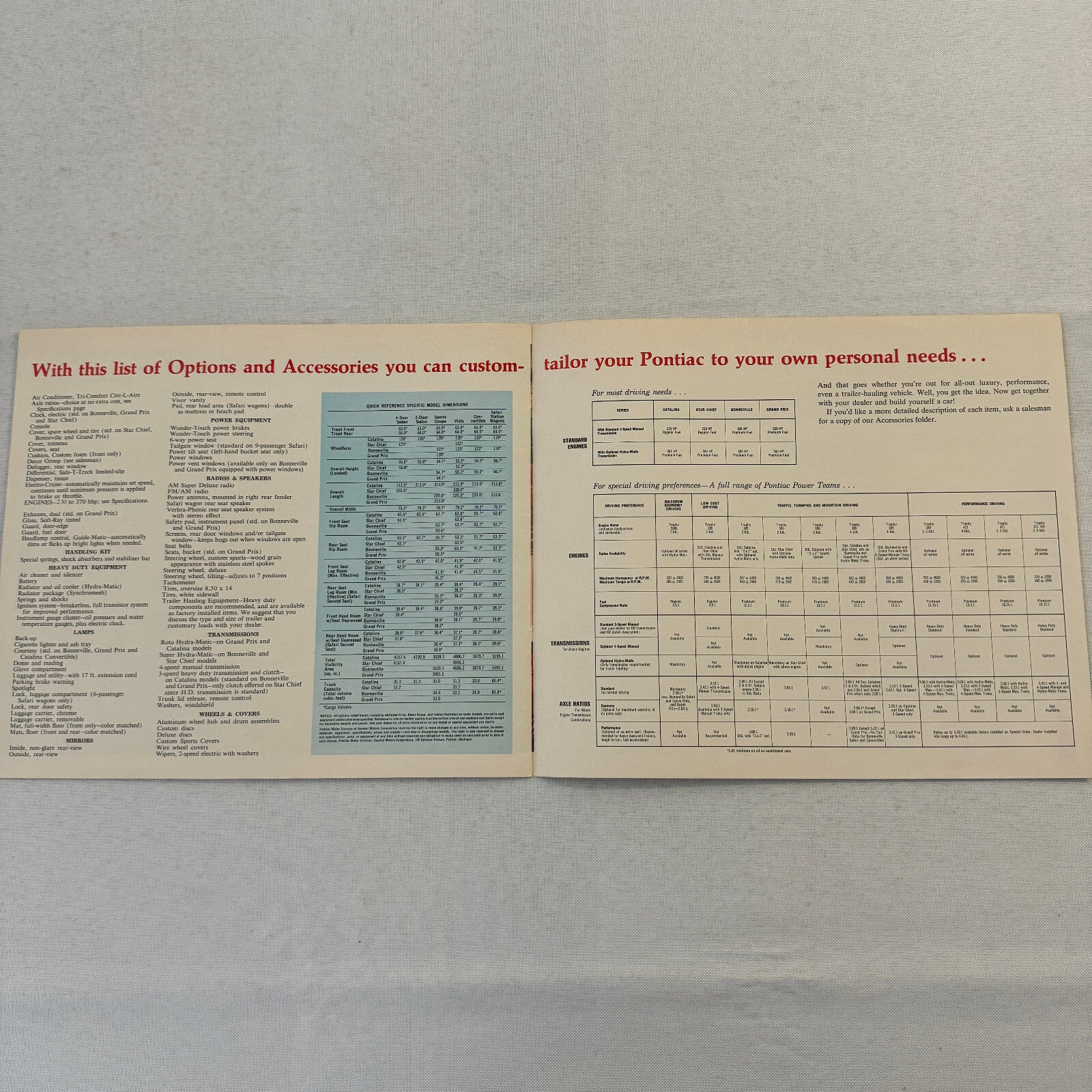 1964 Pontiac Sales Brochure Catalog Bonneville Catalina Star Chief Grand Prix