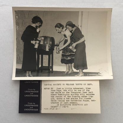 Press Photo Photograph Beer Ball President Franklin Roosevelt Inauguration 1933