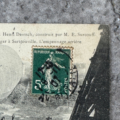 Vintage Zeppelin Airship Dirigible Postcard Post Card French Ville de Paris