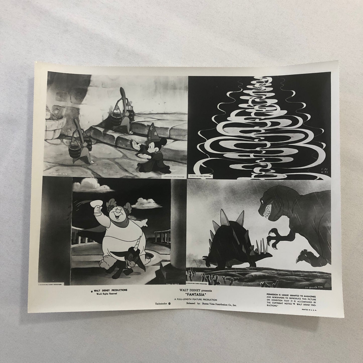 Walt Disney Fantasia Movie Film Press Photo Photograph Mickey Mouse Dinosaurs