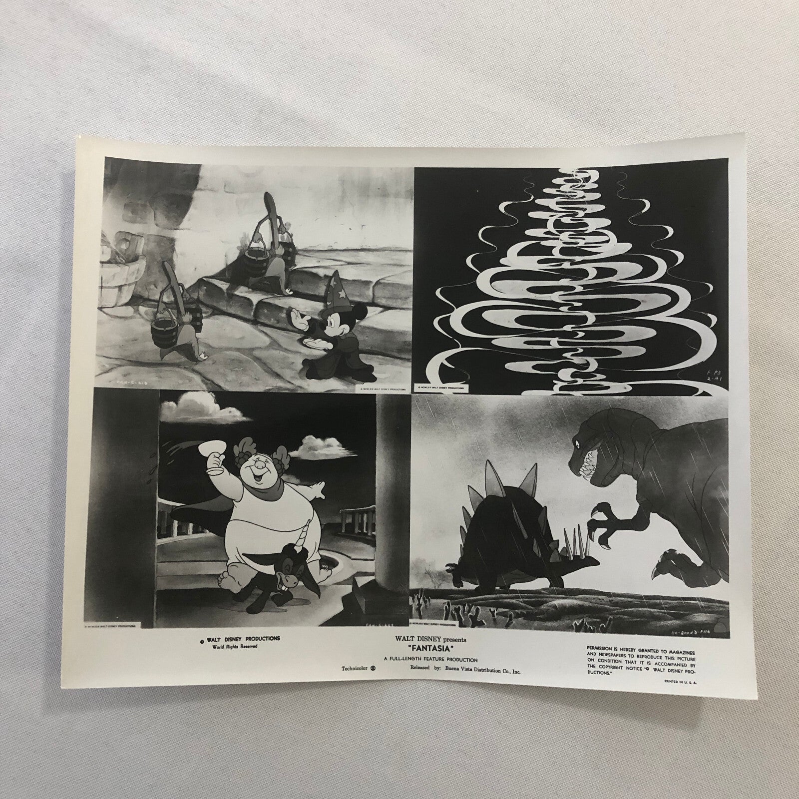 Walt Disney Fantasia Movie Film Press Photo Photograph Mickey Mouse Dinosaurs