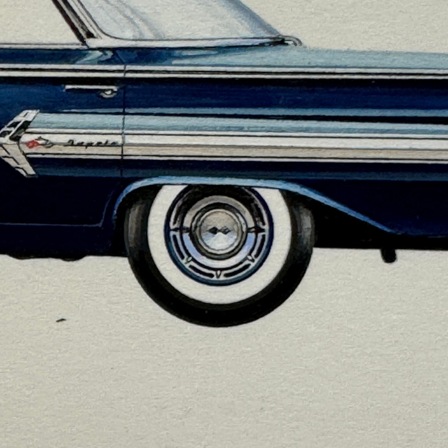 1960 Chevrolet Impala Sport Sedan Car Illustration Art Drawing Vintage Miniature