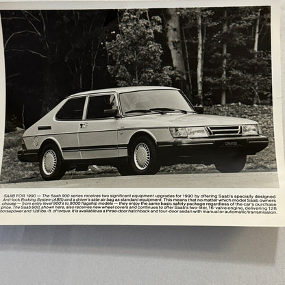 1990 Saab 900 Car Automobile Factory Press Photo Photograph Print