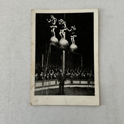 Vintage Circus Acrobat Balancing Act Tightrope Postcard German Text Post Card