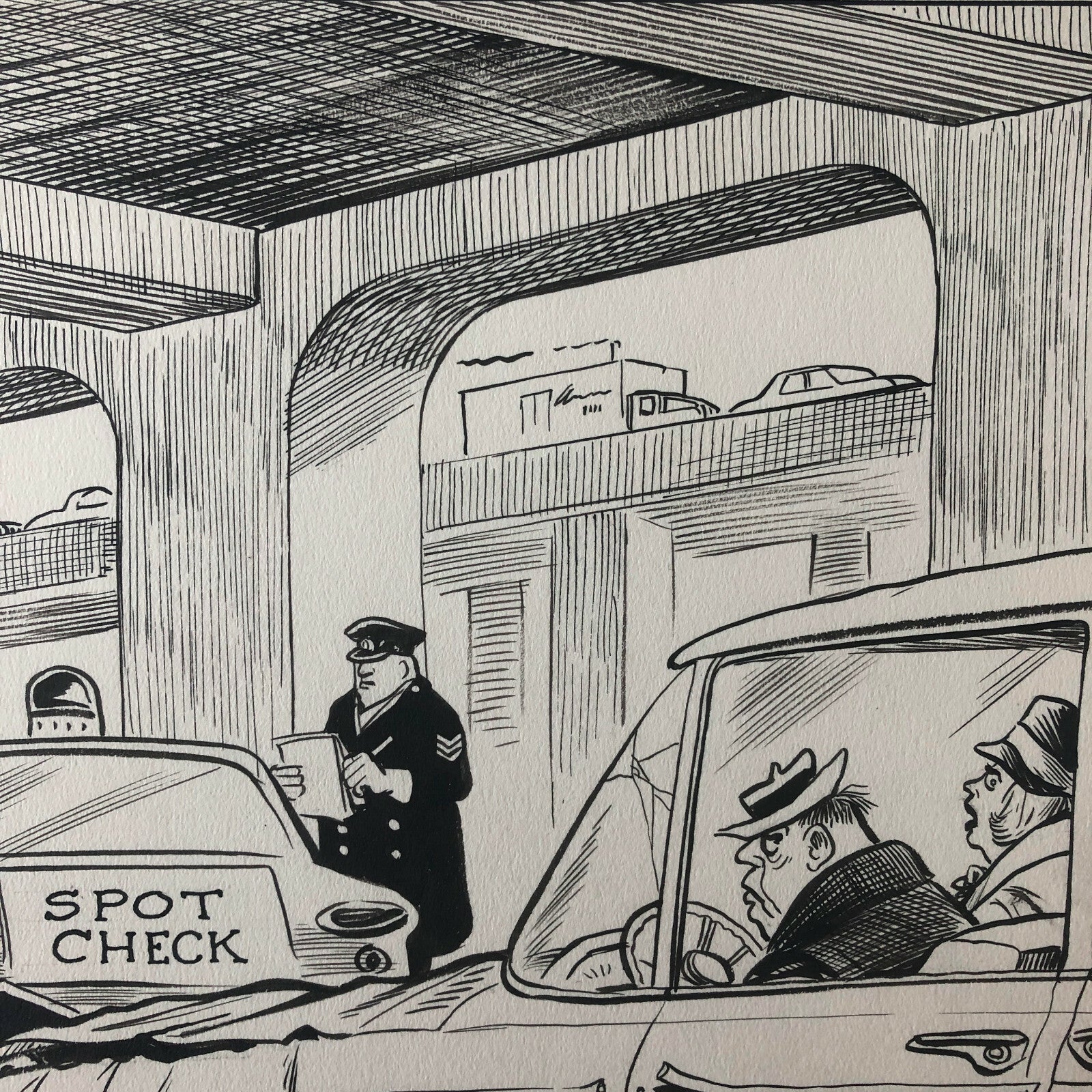 Vintage 1960s Newspaper Comic Illustration Art Police Drunk Driver Toronto 