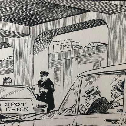 Vintage 1960s Newspaper Comic Illustration Art Police Drunk Driver Toronto 