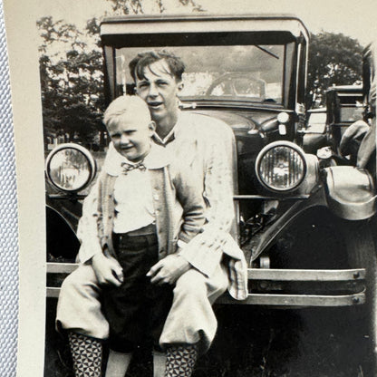 Vintage Automobile Photo Photograph Print Snapshot Early Car People Man Child