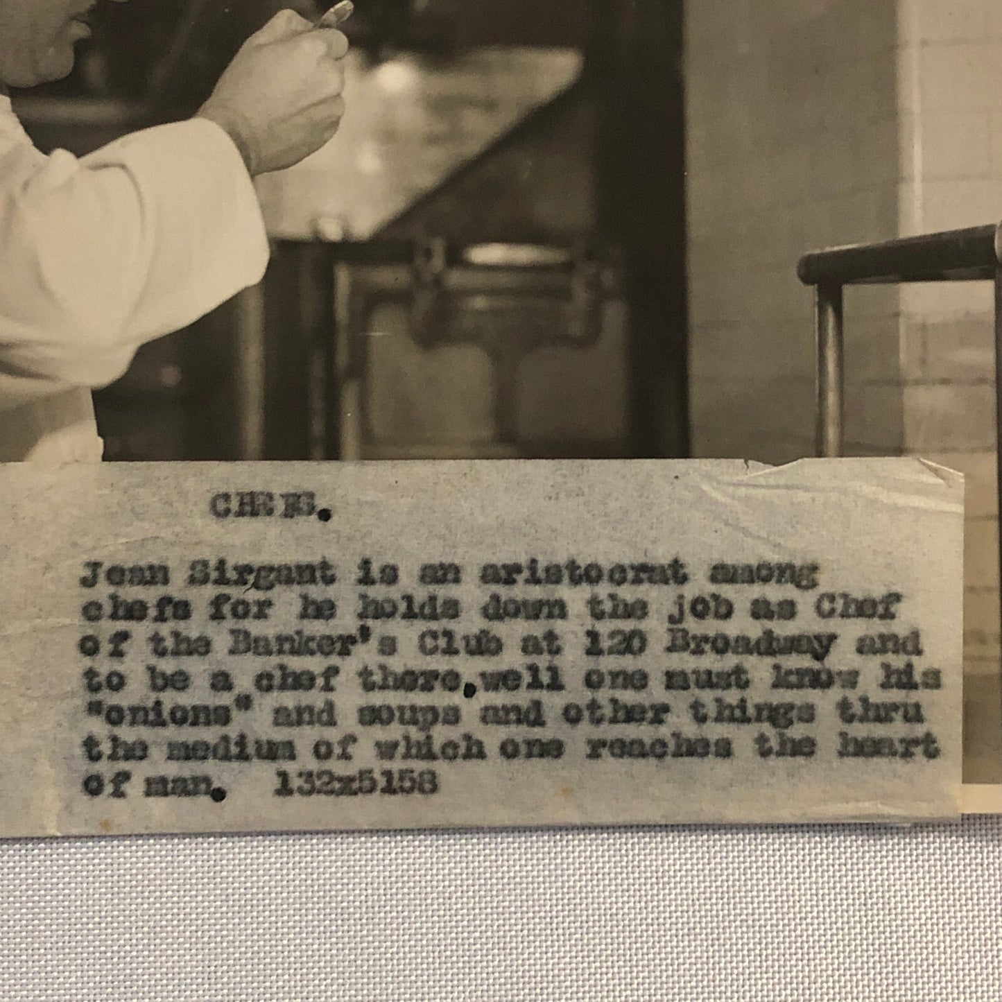 Press Photo Photograph New York City Bankers Club Chef Underwood & Underwood