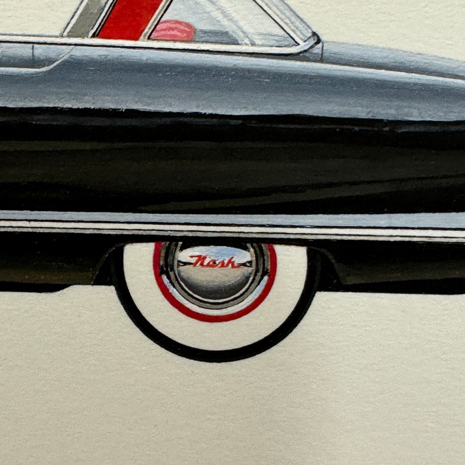 1953 Nash Ambassador Club Coupe Car Illustration Art Drawing Vintage Miniature