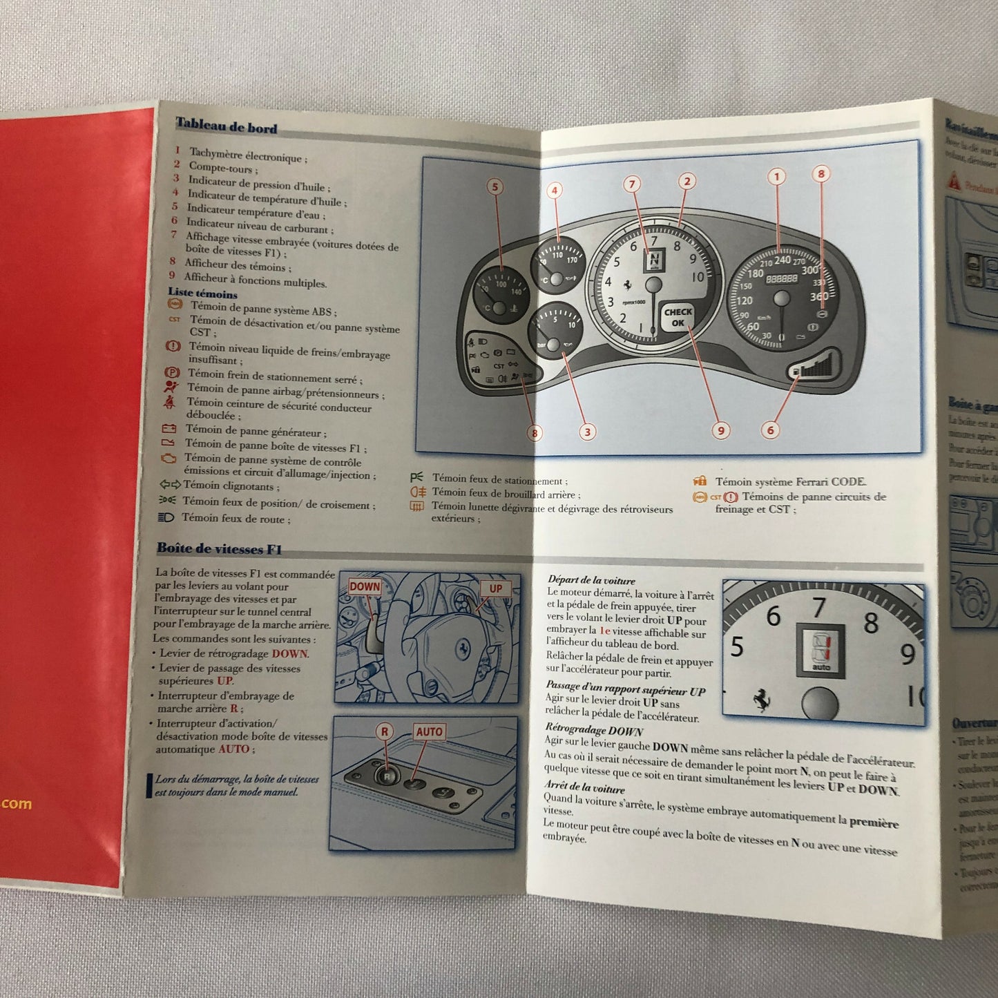 Ferrari F430 430 Quick Reference Guide Owners Manual - FRENCH TEXT 