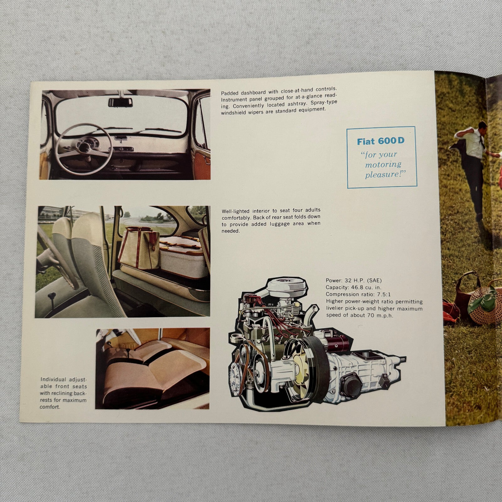 Fiat 600D Car Sales Brochure Catalog Advertising Vintage Fiat 600 D