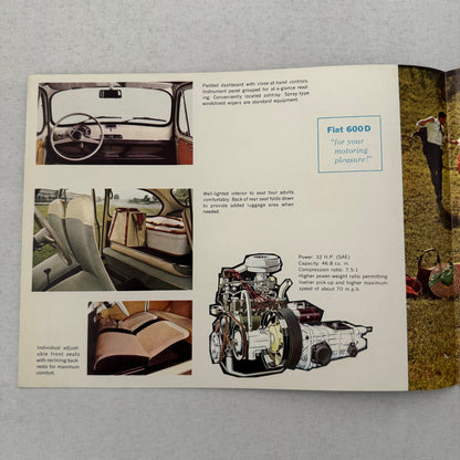 Fiat 600D Car Sales Brochure Catalog Advertising Vintage Fiat 600 D