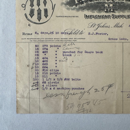 FC Mason Company M Brand Implement Invoice Receipt Document Letterhead 1908 Lot