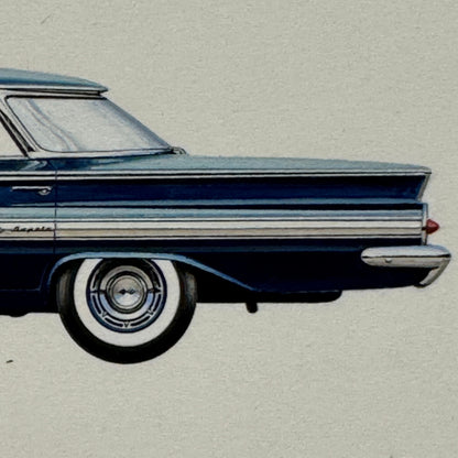 1960 Chevrolet Impala Sport Sedan Car Illustration Art Drawing Vintage Miniature