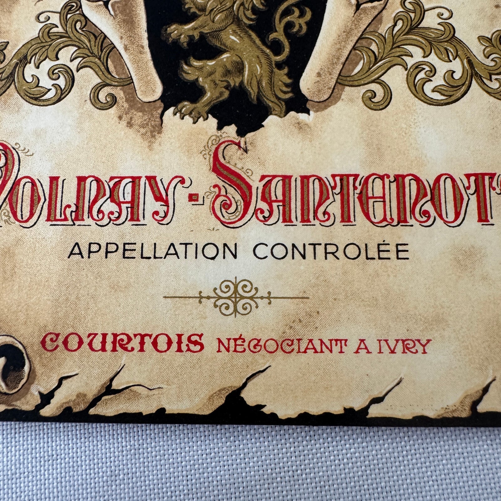 Volnay Santenots Wine Bottle Label Vintage