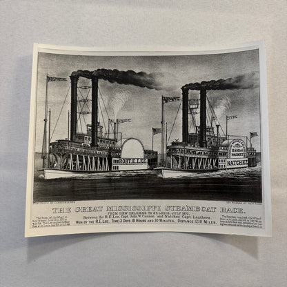 Vintage Photo Photograph Steamboat Boat Ship Race Mississippi Currier & Ives