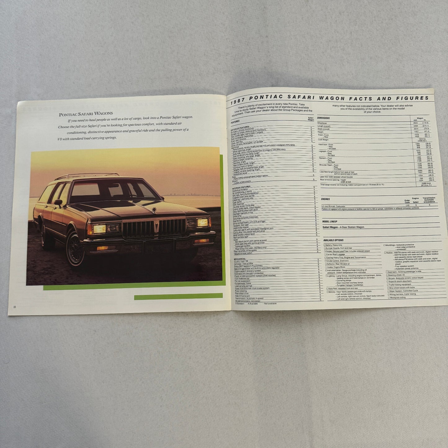 1987 Pontiac Car Sales Brochure Catalog Bonneville Grand Prix 6000 Safari Wagon