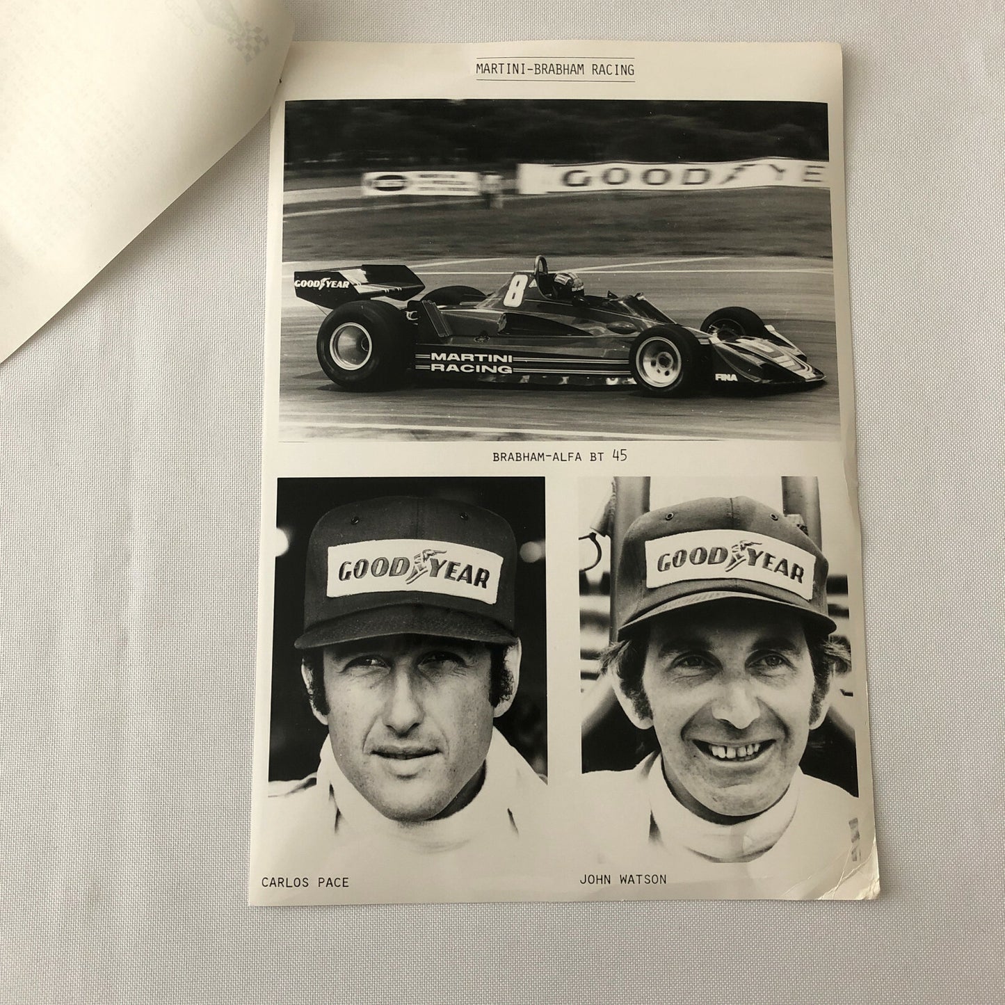Vintage 1977 Martini Brabham Racing Alfa Romeo Car Press Photo Photograph Pace +