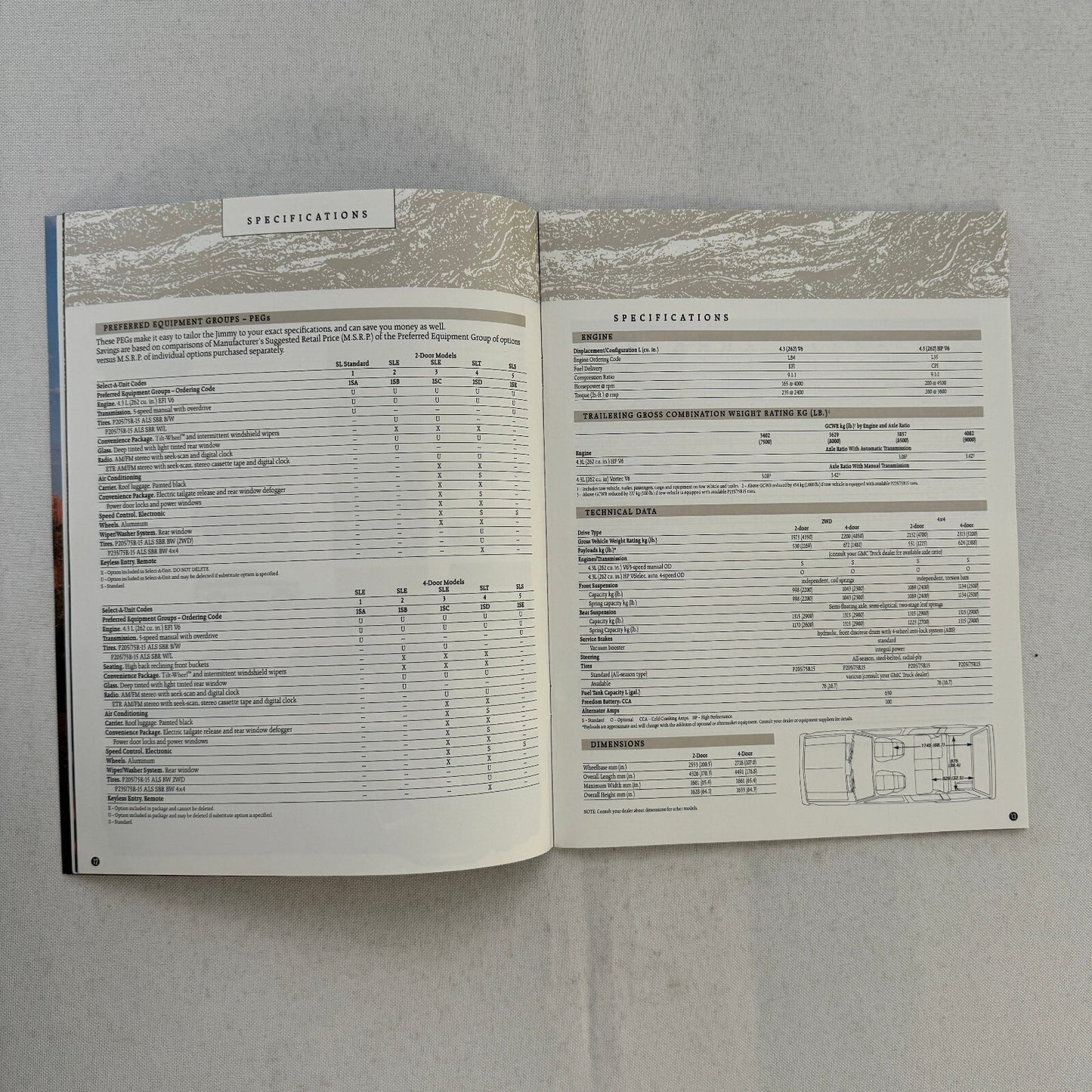 1993 GMC Truck Sales Brochure Catalog Jimmy Yukon Suburban