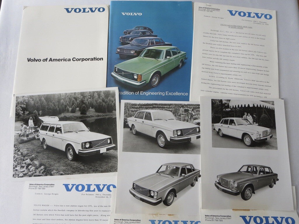 1975 Volvo Press Kit Brochure w/ Photos 164 240 Series Sedan Station Wagon 
