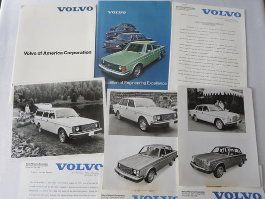 1975 Volvo Press Kit Brochure w/ Photos 164 240 Series Sedan Station Wagon 