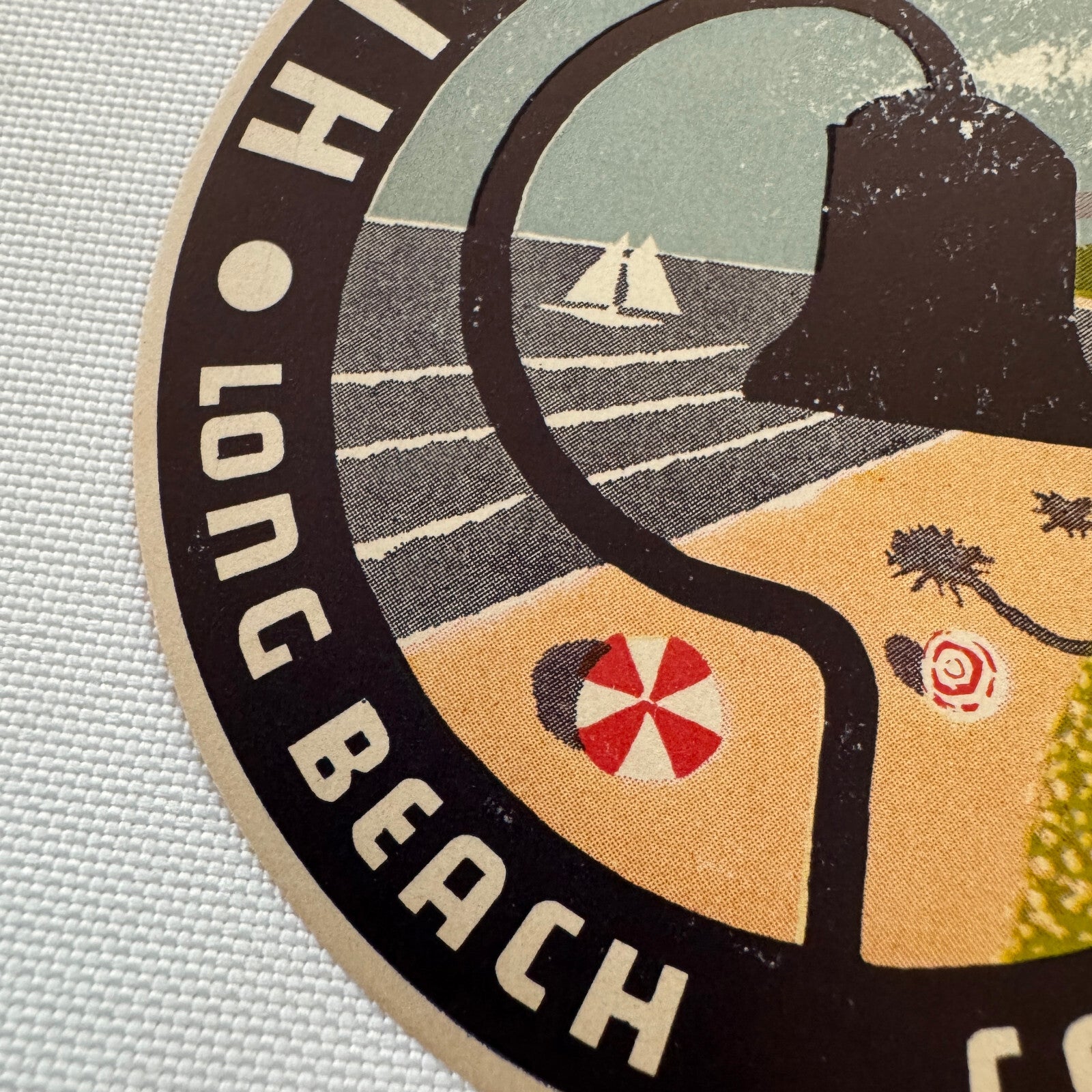 Vintage Hilton Hotel Long Beach California Travel Luggage Label