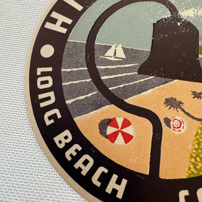 Vintage Hilton Hotel Long Beach California Travel Luggage Label