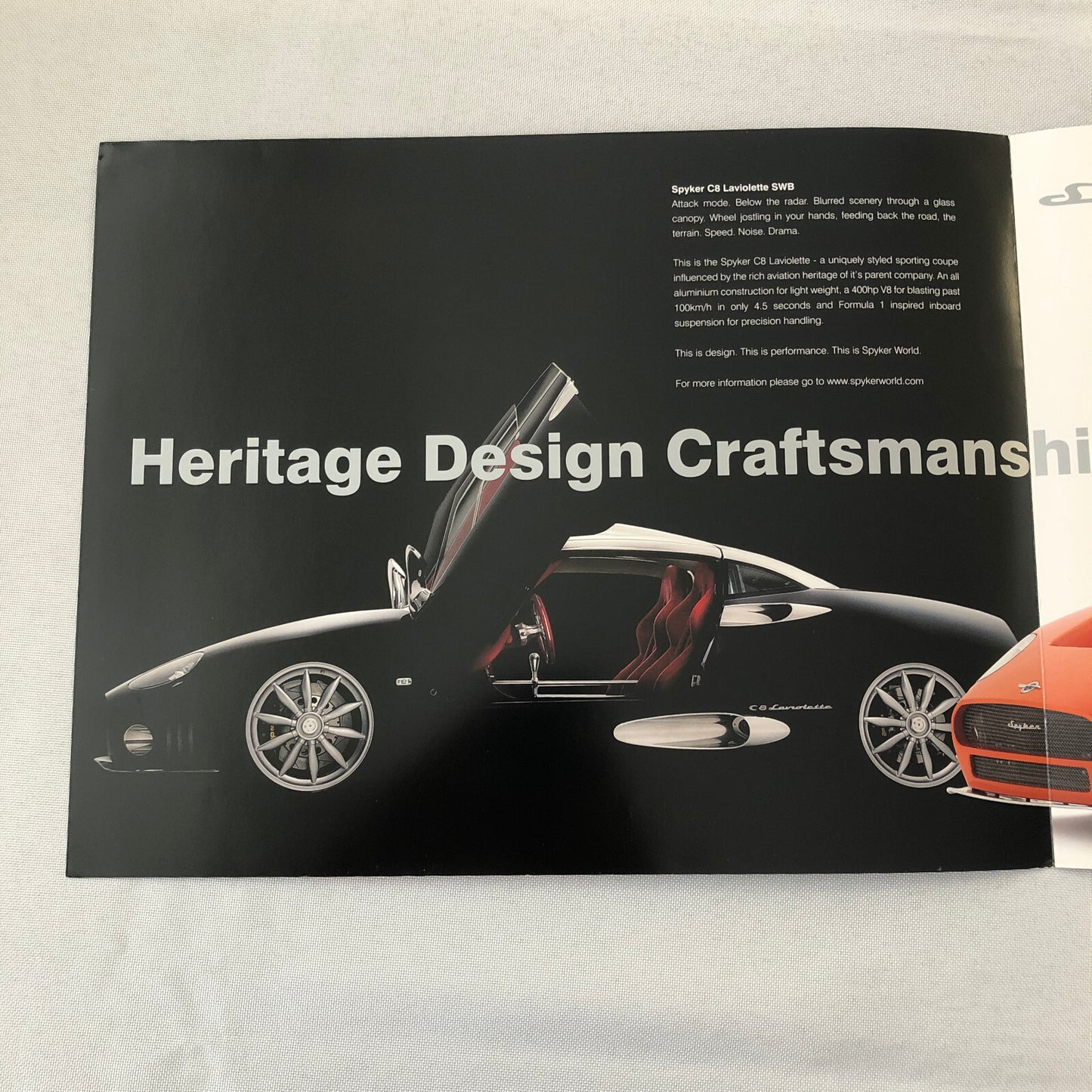 Spyker Car Sales Brochure Catalog C8 Laviolette SWB C8 Spyder SWB