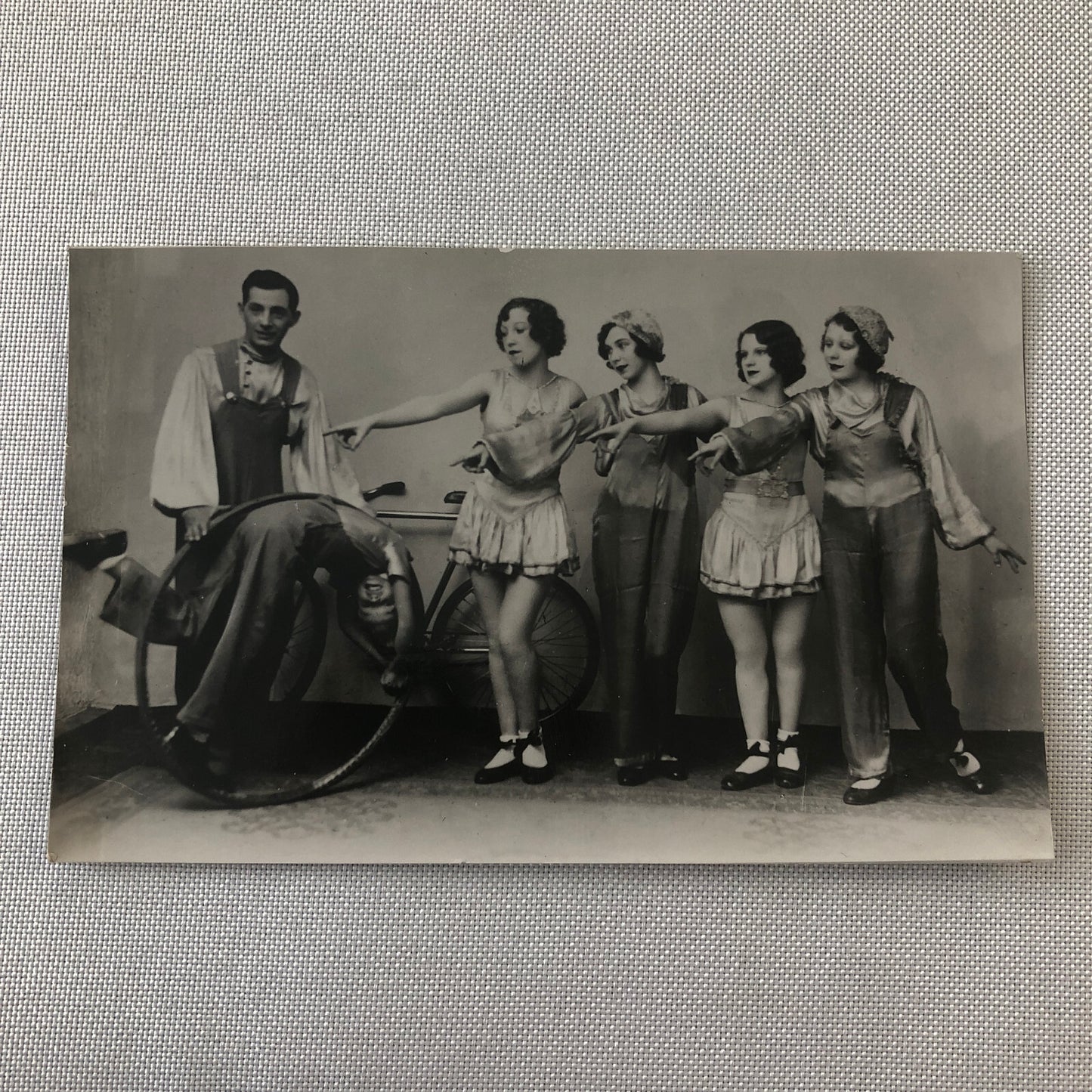 Circus Performer Photo Postcard Real Photo Postcard RPPC Bicycles Hoop