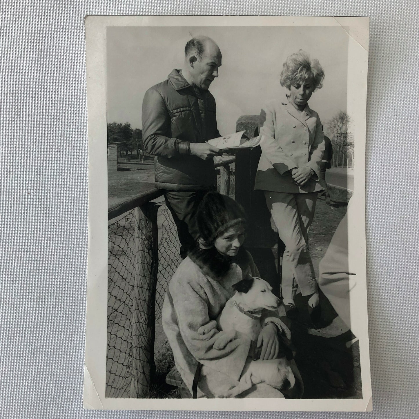 Vintage Stirling Moss Racing Driver Photo Photograph Women and Dog 