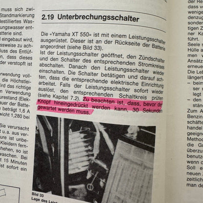 Vintage Yamaha XT550 Motorcycle Bike Repair Manual Book XT 550 GERMAN