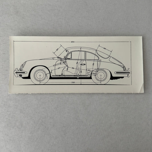 Porsche 356 Car Line Drawing Diagram Photo Photograph Print