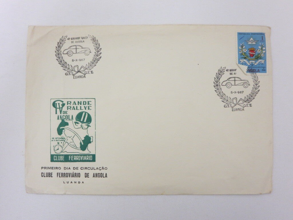 Vintage 4e Grande Rally de Angola Commemorative Postage Stamp on Envelope 