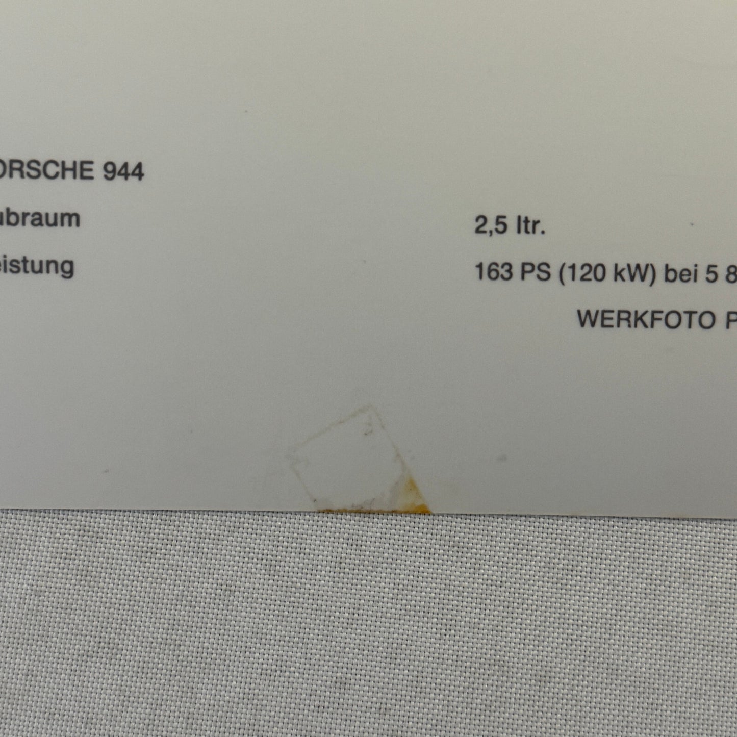 Porsche 944 Car Factory Press Photo Photograph Vintage