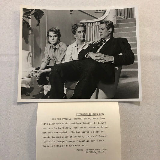 Carroll Baker Elizabeth Taylor Rock Hudson Actor Photo Photograph Warner Bros