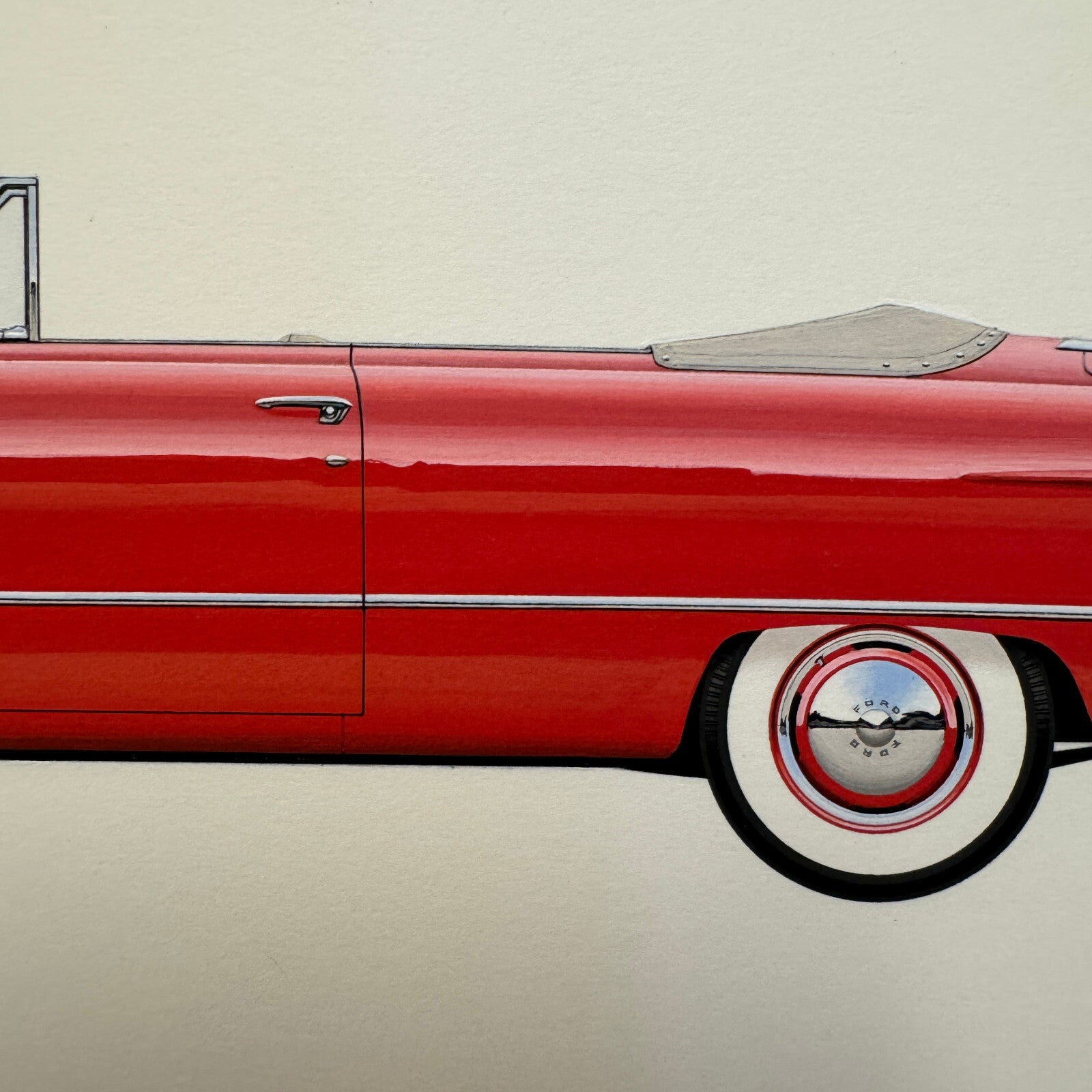 1950 Ford Custom Convertible Club Coupe Car Illustration Art Drawing Hand Drawn