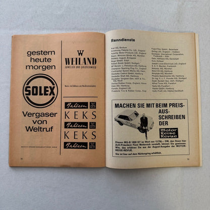 1967 AVD German Grand Prix Racing Program Motorsport Race Jim Clark Dan Gurney +