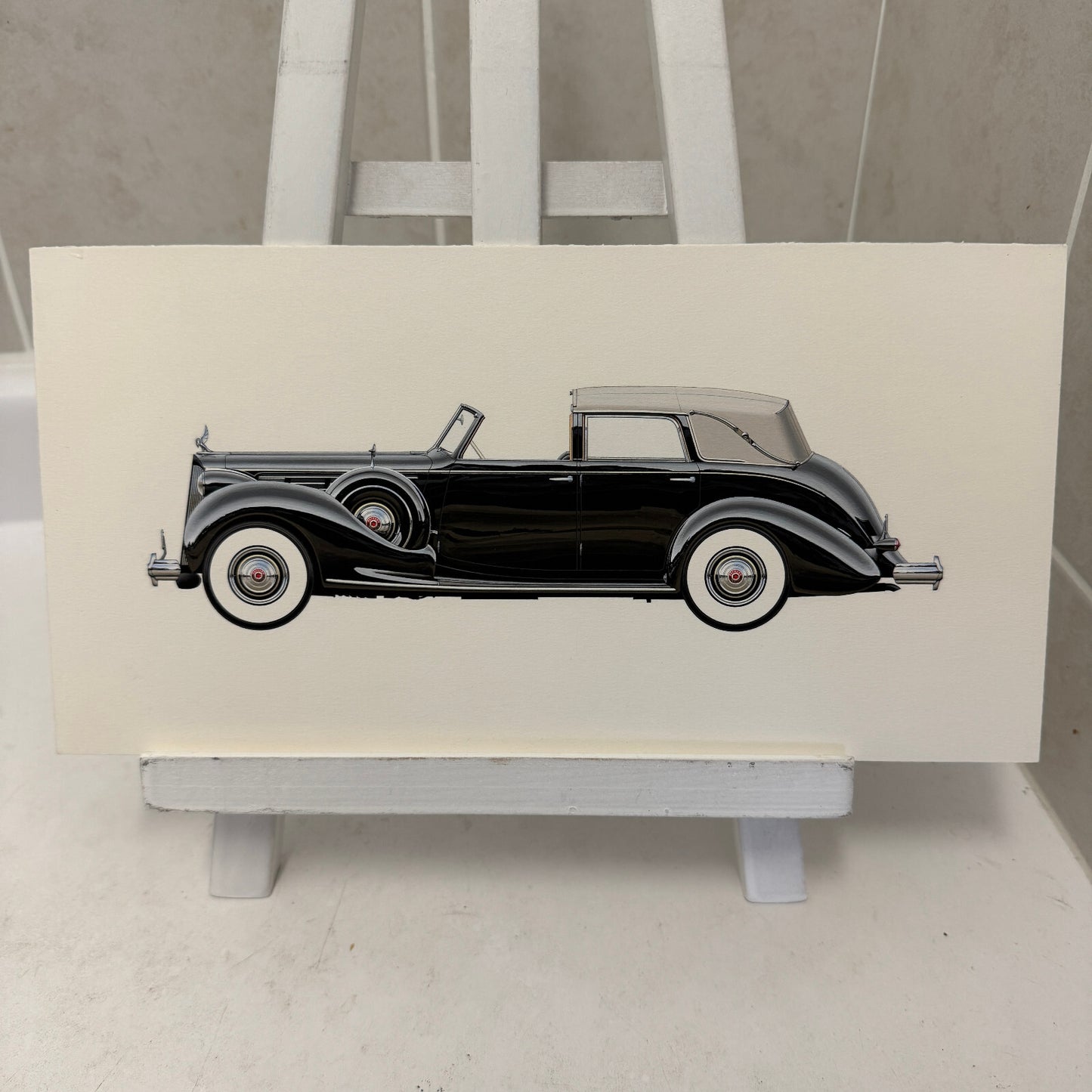 1938 Packard Model 1608 Twelve Cabriolet by Brunn Car Illustration Art Drawing