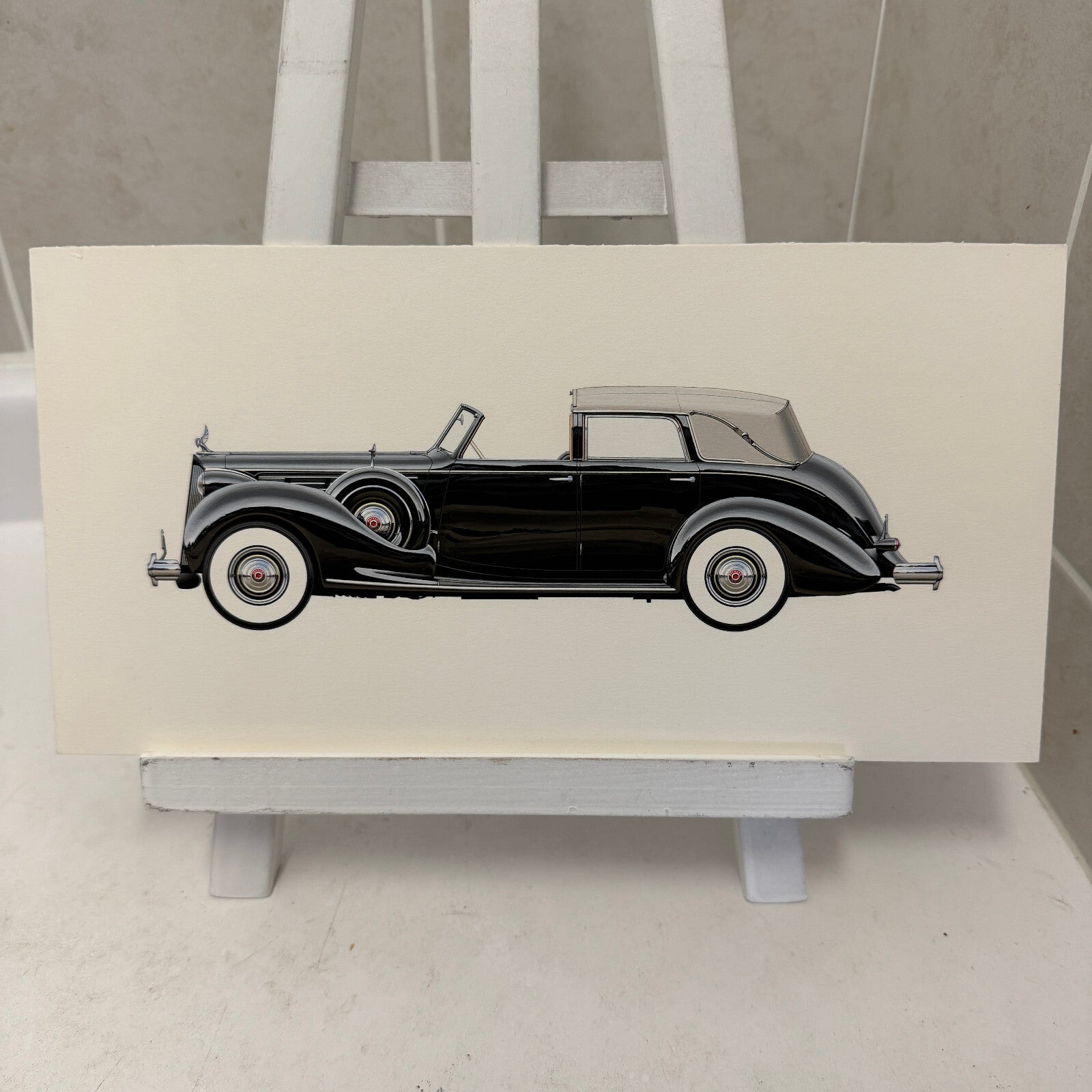 1938 Packard Model 1608 Twelve Cabriolet by Brunn Car Illustration Art Drawing