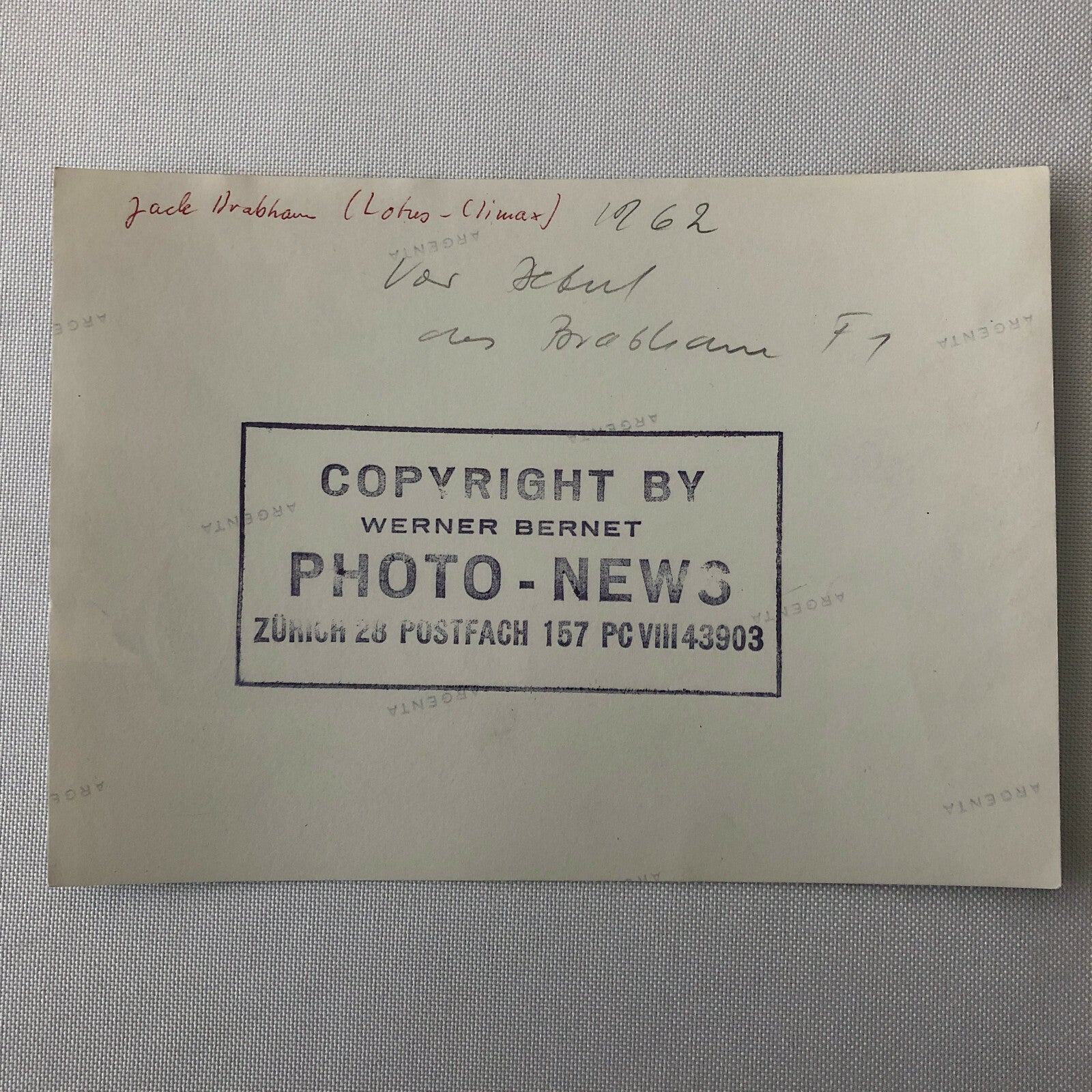 Vintage Racing Photo Photograph Jack Brabham Driver in Lotus Climax Car 1962