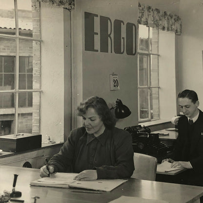 Antique Vintage Photograph Factory Office Workers - Denmark Ergo Trailer
