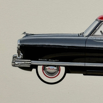 1953 Nash Ambassador Club Coupe Car Illustration Art Drawing Vintage Miniature