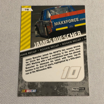 2010 Press Pass Rookie Recap RC James Buescher /100 NASCAR Card