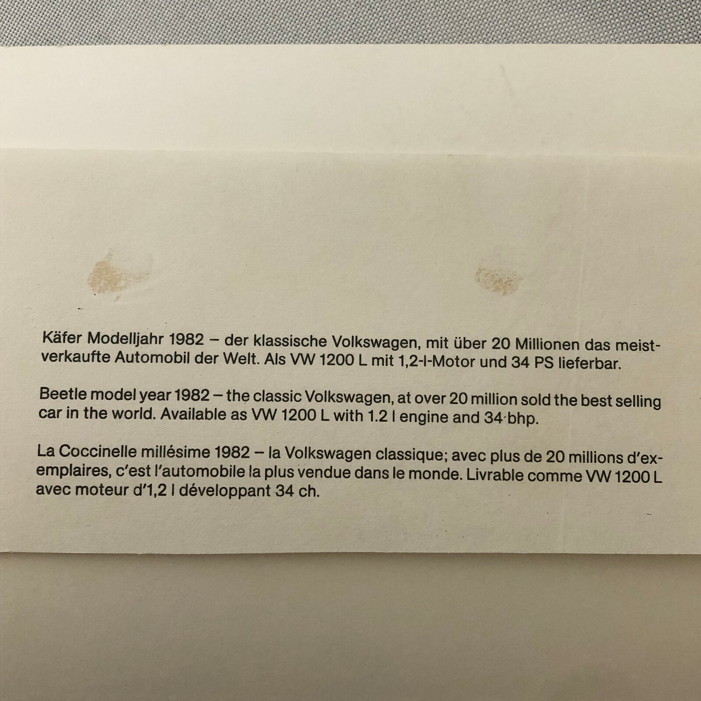 Volkswagen VW Beetle Photo Photograph Print 1982