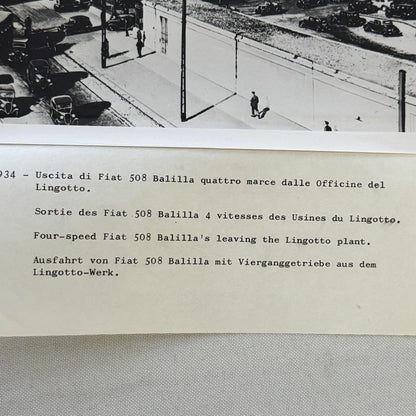 Vintage Fiat 508 Balilla Car Lingotta Plant Factory Photo Photograph Print