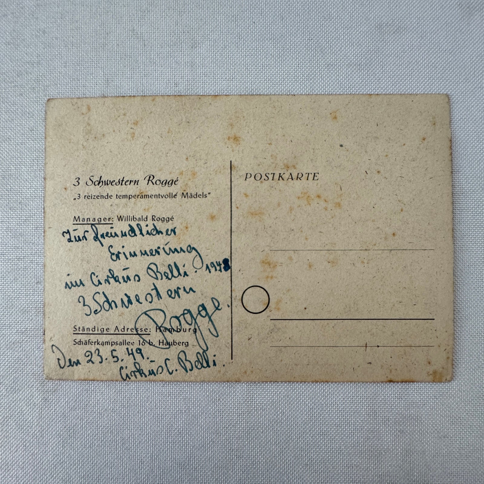 Vintage Circus Acrobat Balancing Act Tightrope Postcard German Text Post Card