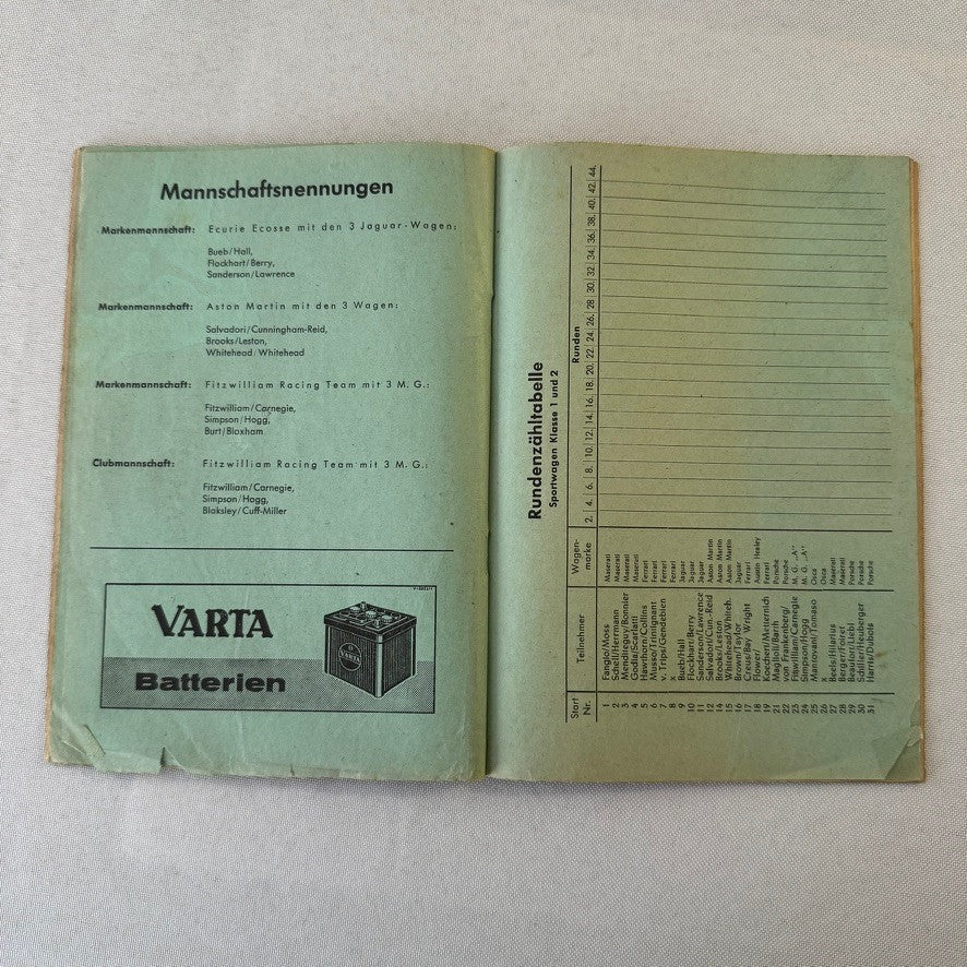 1957 ADAC 1000KM Racing Program Nurburgring Race German