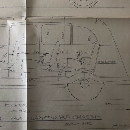 1937 Coachbuilder Car Design Blueprint Rendering Blue Print 6 Door Limousine 