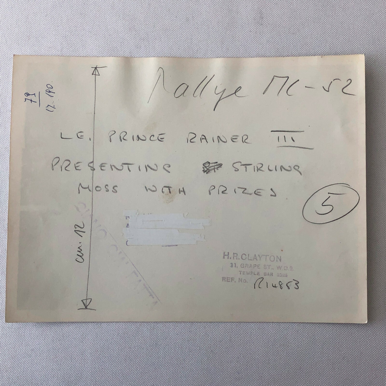 Vintage 1952 Rallye Monte Carlo Stirling Moss Award Ceremony Photo Photograph 