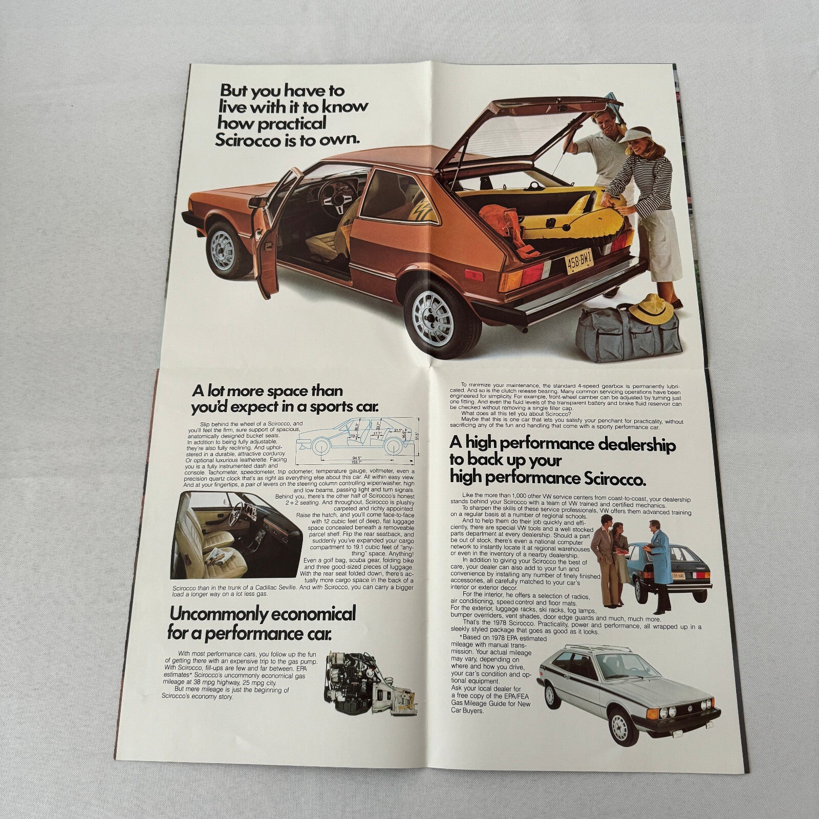 1978 Volkswagen VW Scirocco Car Sales Brochure Poster Advertising